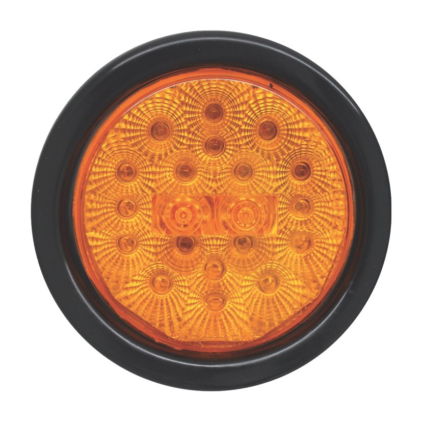 Plafón redondo 4" 20 LED ámbar ráfaga base plana con embellecedor 12/24V Traktolamp 8042ERA