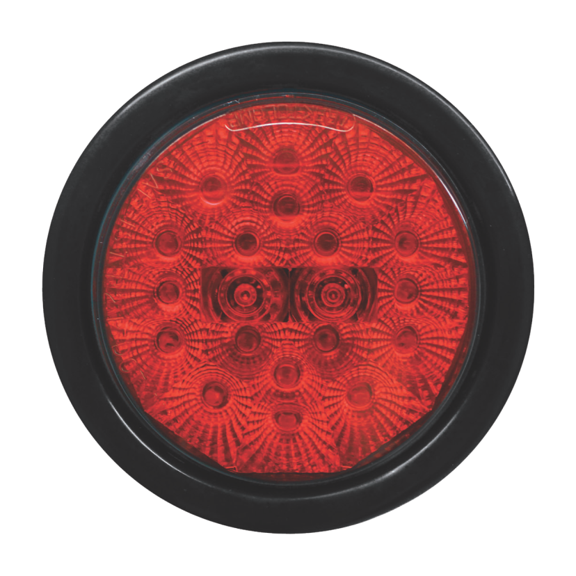Plafón redondo 4" 20 LED rojo ráfaga base plana con embellecedor 12/24V Traktolamp 8042ERR