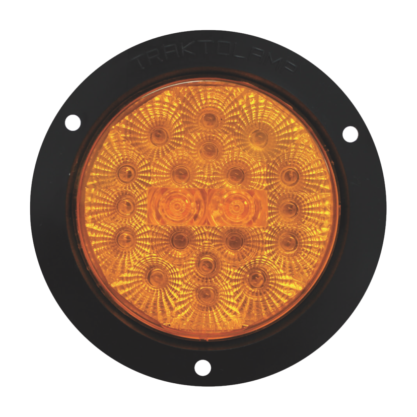 Plafón redondo 4" 20 LED ámbar arillo negro base plana con embellecedor 12/24V Traktolamp 8042NEA