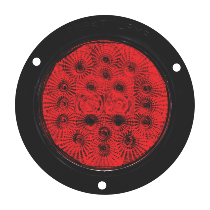 Plafón redondo 4" 20 LED rojo arillo negro base plana con embellecedor 12/24V Traktolamp 8042NER