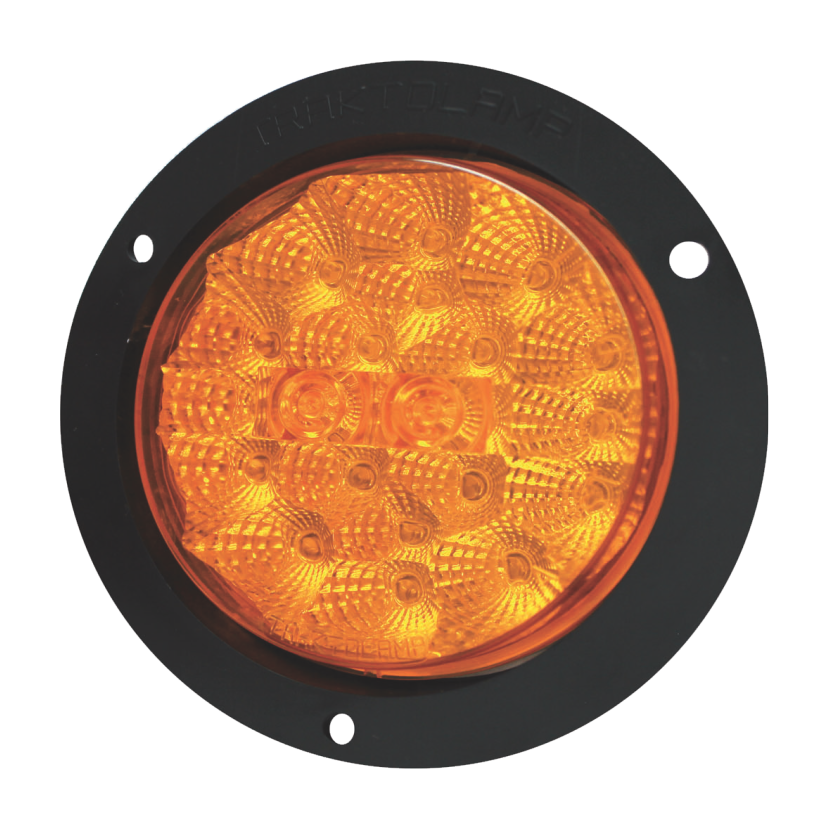 Plafón redondo 4" 20 LED ámbar ráfaga arillo negro base plana con embellecedor 12/24V Traktolamp 8042NERA