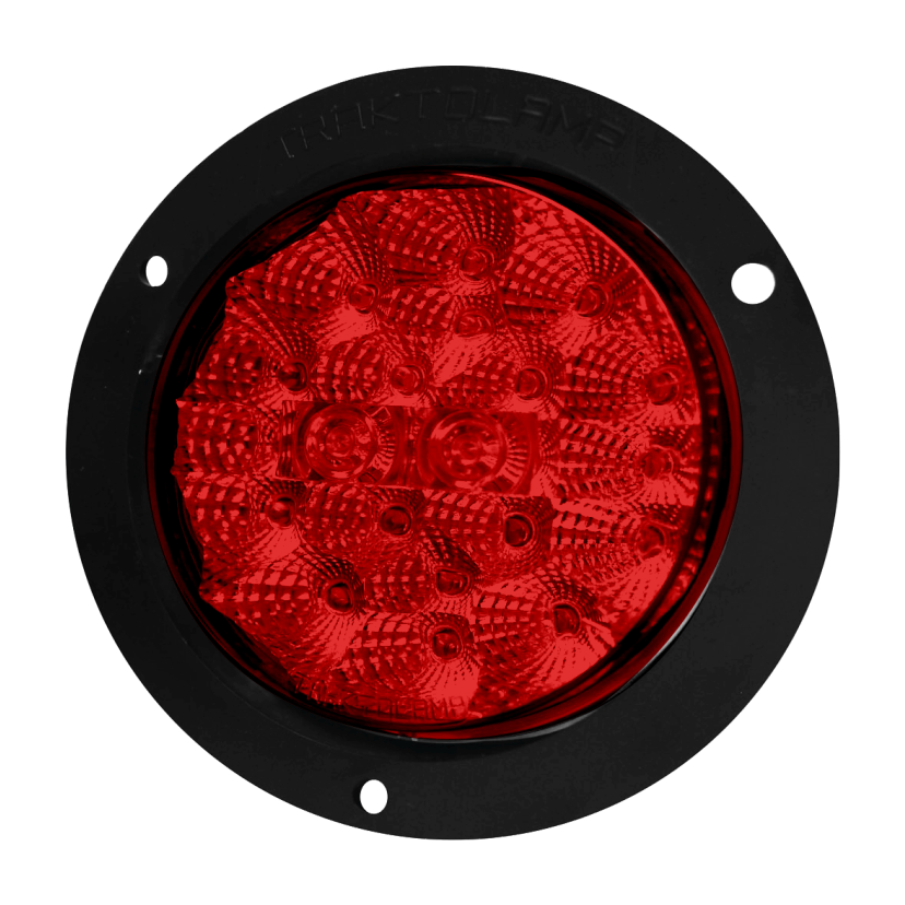 Plafón redondo 4" 20 LED rojo ráfaga arillo negro base plana con embellecedor 12/24V Traktolamp 8042NERR