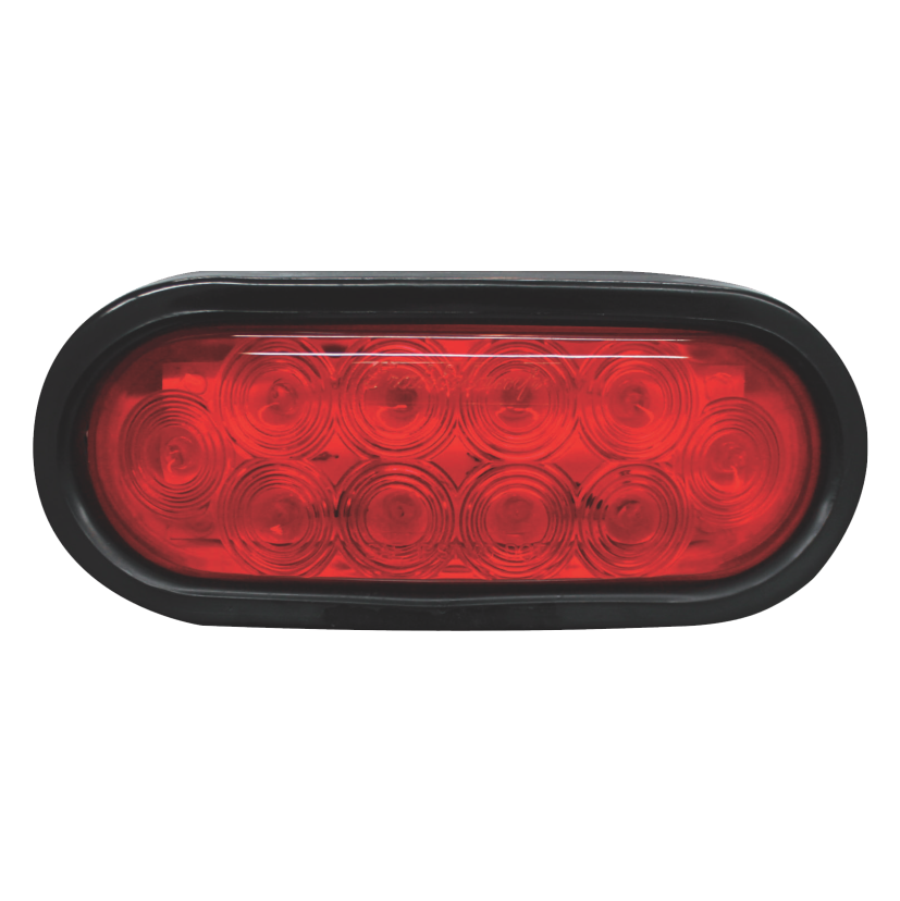 Plafón ovalado 10 LED rojo ráfaga con grommet 12/24V Traktolamp 8045DR