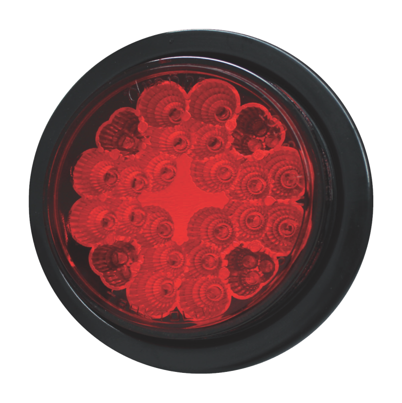 Plafón redondo 4" 32 LED rojo ráfaga base plana con embellecedor 12/24V Traktolamp 8071ERR