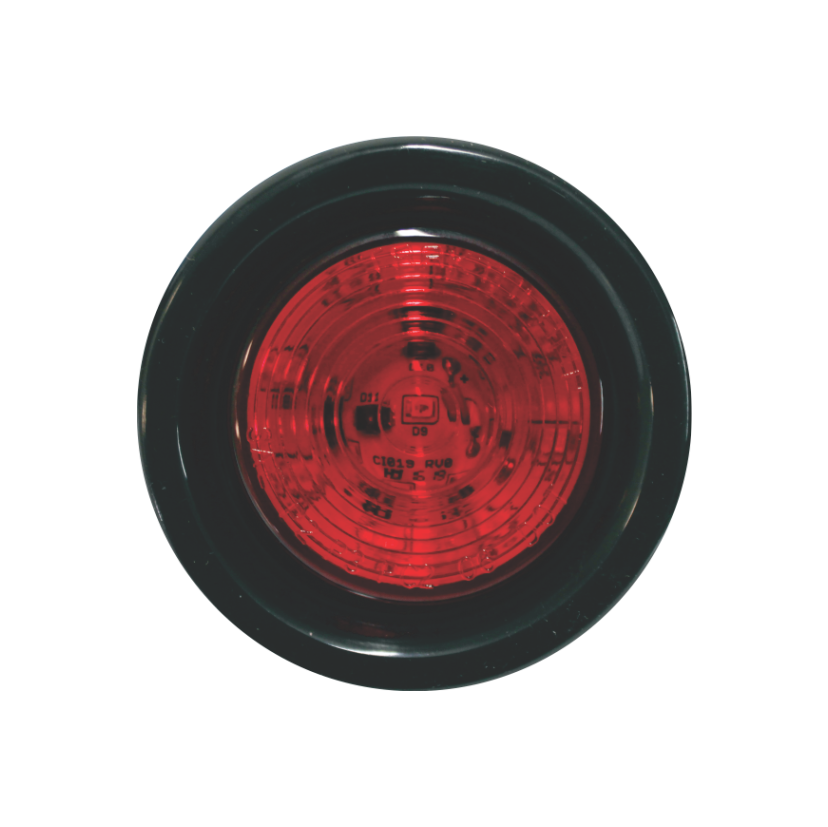 Plafón redondo 2 1/2" 9 LED rojo lente al ras con grommet 12/24V Traktolamp 8090-1R