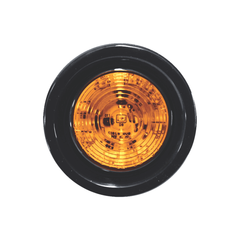 Plafón redondo 2" 9 LED ámbar lente al ras con grommet 12/24V Traktolamp 8091-1A