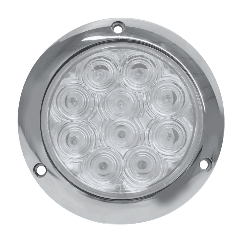 Plafón redondo 4" 10 LED cristal base de sobreponer cromada 12/24V Traktolamp 8096CC