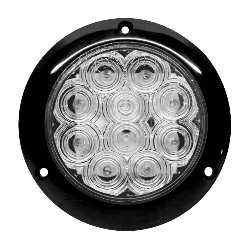 Plafón redondo 4" 10 LED cristal base de sobreponer negra 12/24V Traktolamp 8096NC