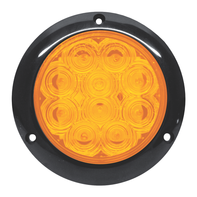 Plafón redondo 4" 10 LED ámbar ráfaga base de sobreponer negra 12/24V Traktolamp 8096NRA