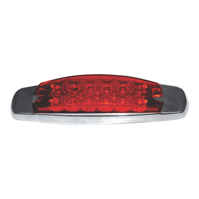 Plafón rectangular 12 LED rojo ráfaga bisel cromado tipo Peterbilt 12/24V Traktolamp 8097CDR