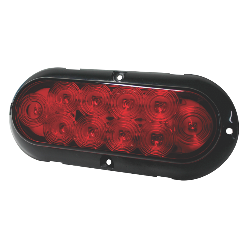 Plafón ovalado 10 LED rojo base de sobreponer negra 12/24V Traktolamp 8107NR