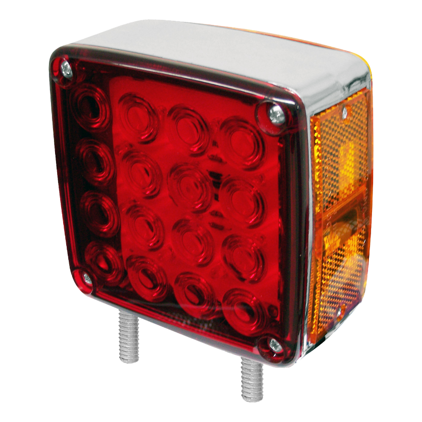 Direccional cuadrada cromada 34 LED rojo/ámbar 2 tornillos ámbar/ámbar 12/24V Traktolamp 8322CFAA