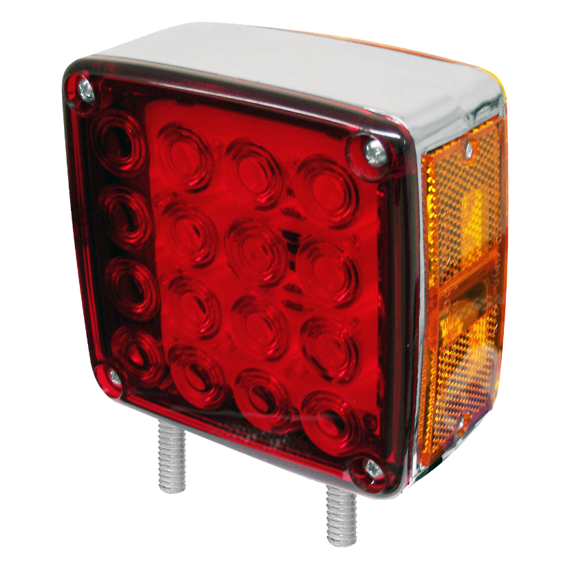 Direccional cuadrada cromada 34 LED rojo/ámbar con movimiento 2 tornillos derecha 12/24V Traktolamp 8322CMR