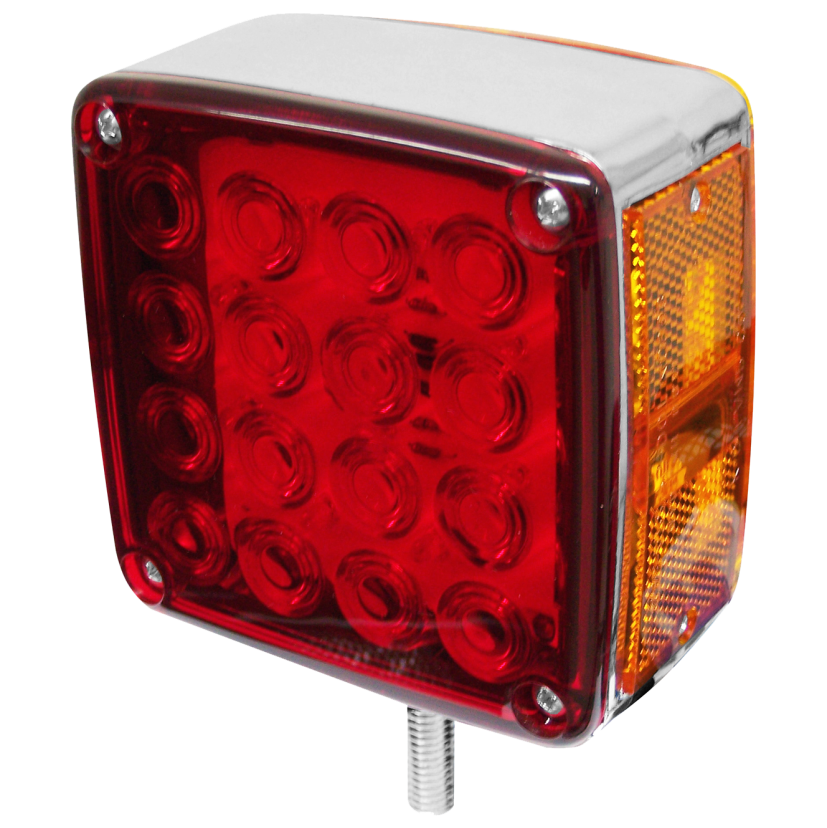 Direccional cuadrada cromada 34 LED rojo/ámbar 1 tornillo ámbar/ámbar 12/24V Traktolamp 8324CFAA
