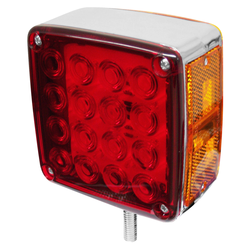 Direccional cuadrada cromada 16 LED rojo/ámbar con movimiento 1 tornillo derecha 12/24V Traktolamp 8324CMR