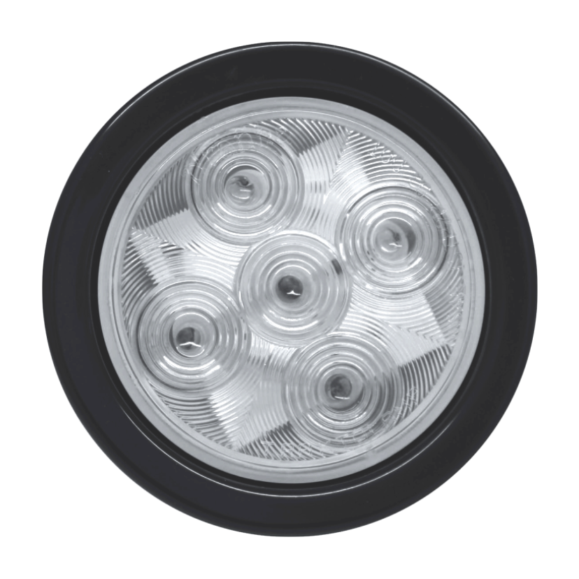 Plafón redondo 4" 5 LED rojo con grommet lente cristal 12/24V Traktolamp 9020R