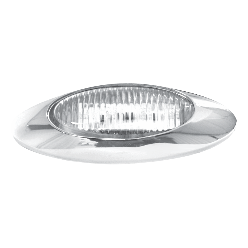 Plafón ovalado 3 LED ámbar bisel cromado lente cristal 12/24V Traktolamp 9038CA