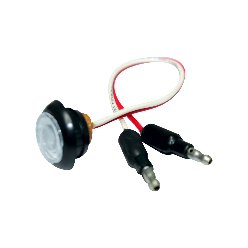 Plafón redondo 3/4" 1 LED rojo con grommet lente cristal 12/24V Traktolamp 9061R