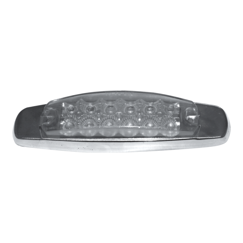 Plafón rectangular 12 LED ámbar bisel cromado lente cristal tipo Peterbilt 12/24V Traktolamp 9097CA