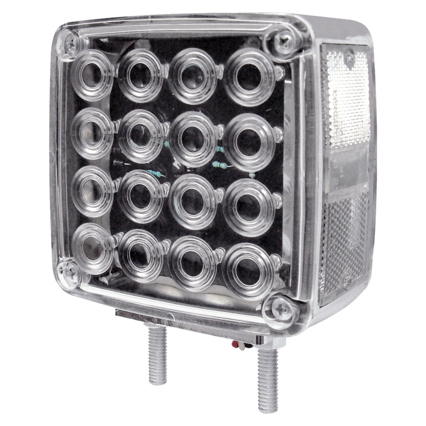 Direccional cuadrada cromada 34 LED rojo/ámbar 2 tornillos derecha 12/24V Traktolamp 9322CFR
